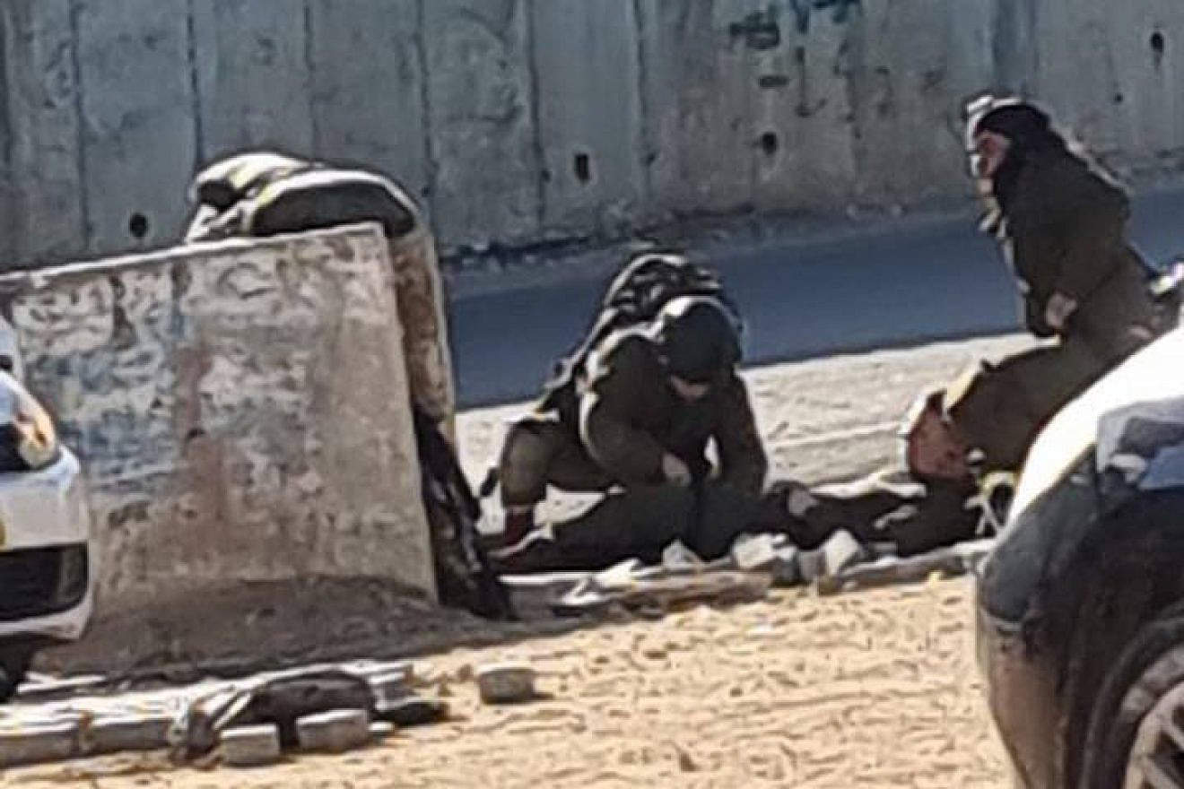The scene of a stabbing attack at the Yitzhar Junction, south of Nablus in Samaria, March 5, 2024. Source: Screenshot.