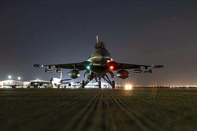 A U.S. Air Force F-16 Fighting Falcon is positioned on the flight line at an undisclosed location on April 13, 2024. Source: U.S. Air Force.