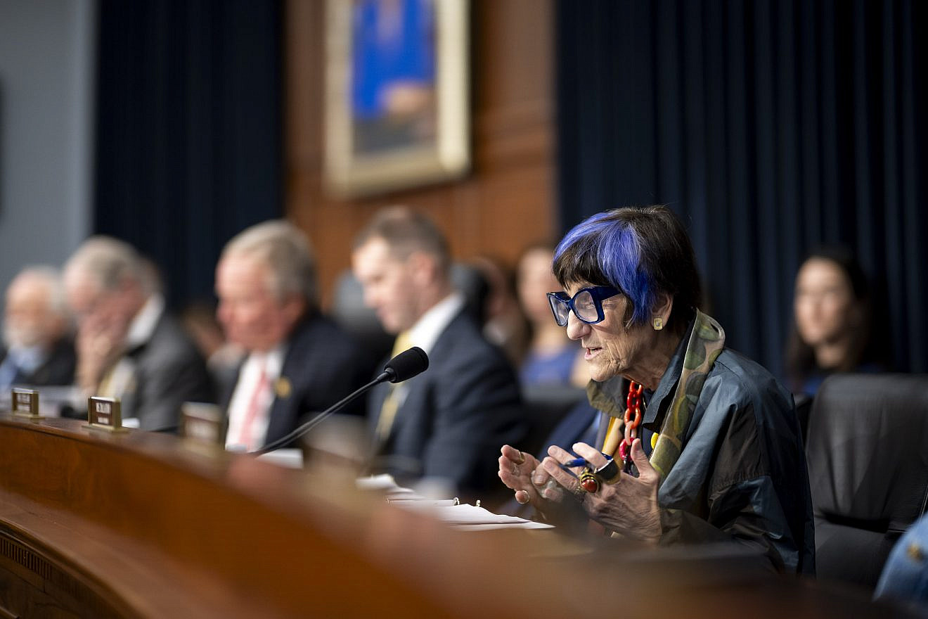 Rep. Rosa DeLauro (D-Conn.) speaks during a House Appropriations Committee Hearing, during which Alejandro Mayorkas, the U.S. homeland security secretary, testified on April 10, 2024. Credit: Tia Dufour/U.S. Department of Homeland Security.