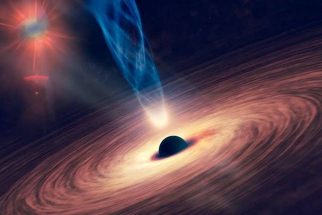An abstract depiction of a black hole with a nebula. Elements of this image furnished by NASA. Credit: Elena11/Shutterstock.