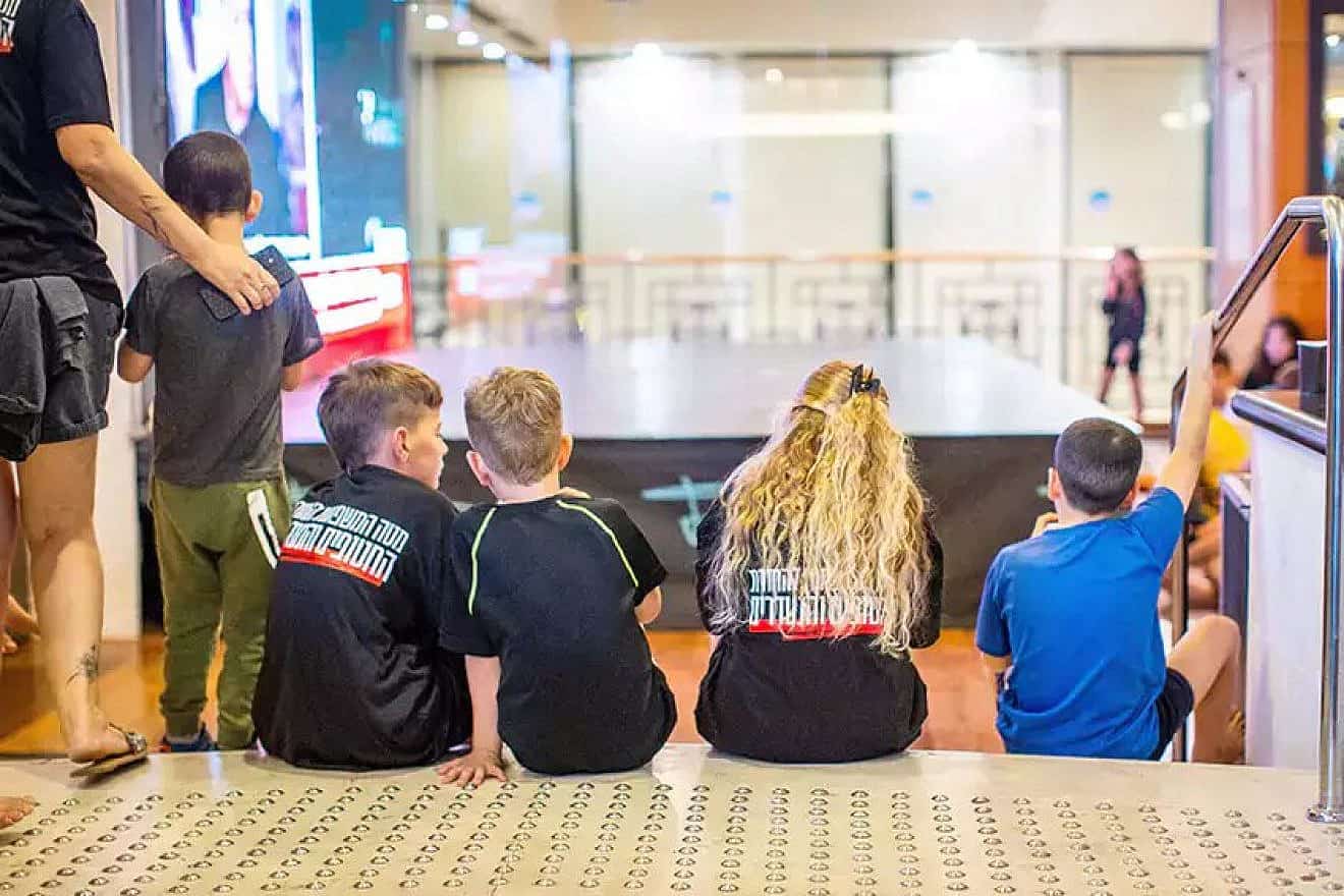 Children evacuated on Oct. 7 in a Dead Sea hotel. Photo by Oren Ben Hakoon.