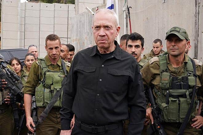 Israeli Defense Minister Yoav Gallant visits Israel Defense Forces troops serving on the northern border with Lebanon, Nov. 11, 2023. Credit: Ariel Hermoni/Ministry of Defense.