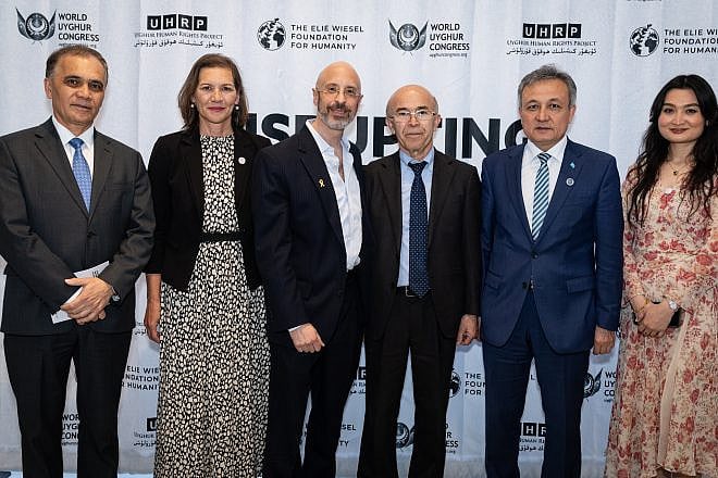Elisha Wiesel (third from left) and colleagues the April 17-18, 2024 event "Disrupting Uyghur Genocide" at the 92nd Street Y in Manhattan. Credit: Courtesy of the Elie Wiesel Foundation for Humanity.