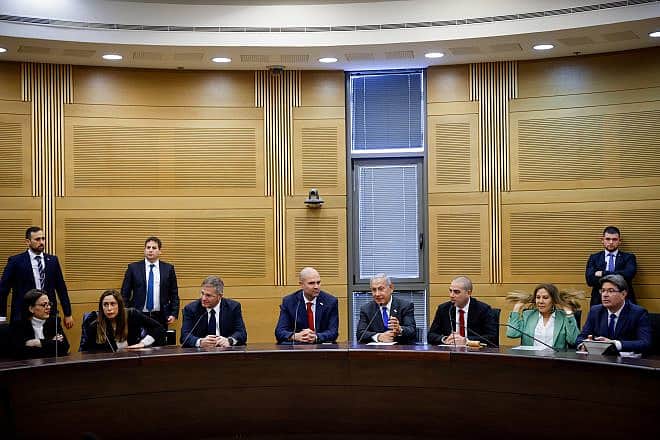 Israeli Prime Minister Benjamin Netanyahu leads a Likud Party meeting at the Knesset in Jerusalem, Jan. 9, 2023. Photo by Olivier Fitoussi/Flash90.