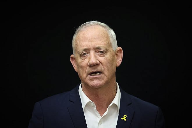 War Cabinet member Benny Gantz holds a press conference at the Knesset in Jerusalem, April 3, 2024. Photo by Chaim Goldberg/Flash90.