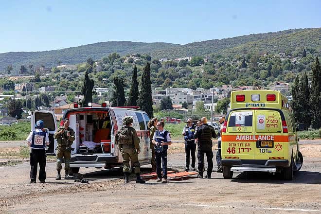 Security and rescue forces take part in a drill near Meron in northern Israel, April 16, 2024. Photo by David Cohen/Flash90.