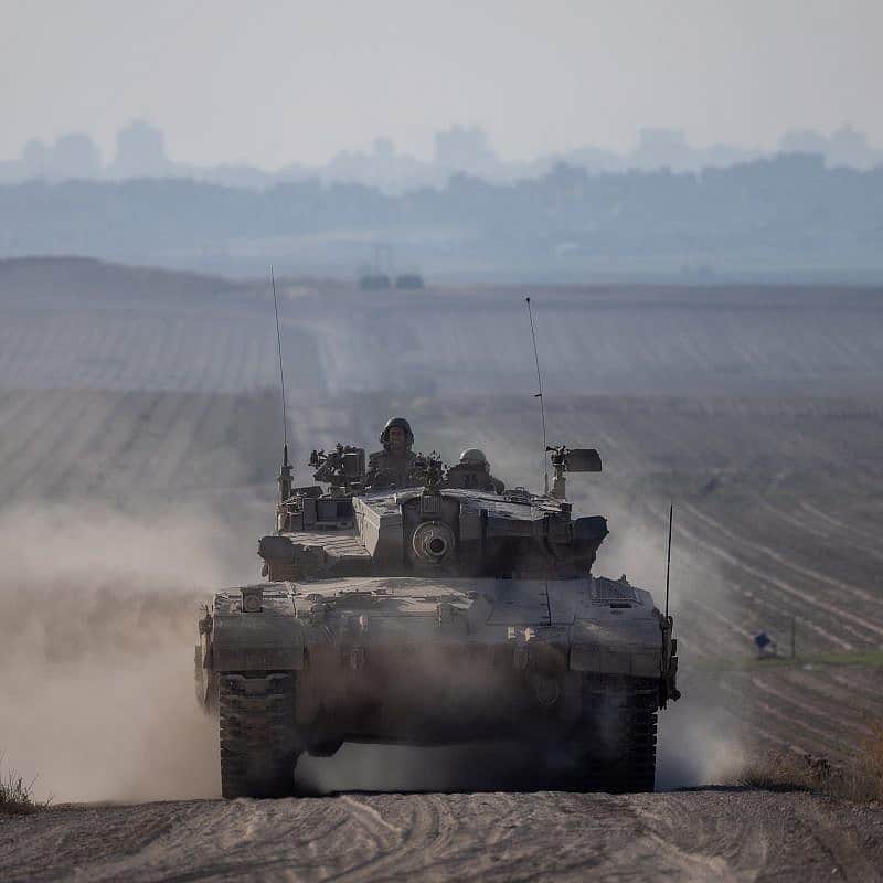 An Israeli tank on the border with Gaza, April 7, 2024. Photo by Chaim Goldberg/Flash90.