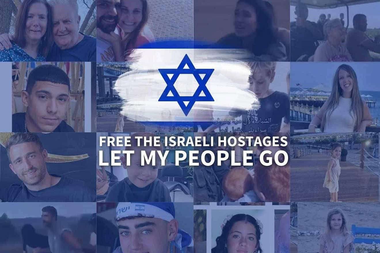 A collage of hostages kidnapped from Israel and taken to the Gaza Strip by Hamas and other terror groups on Oct. 7, 2023. Credit: Courtesy.