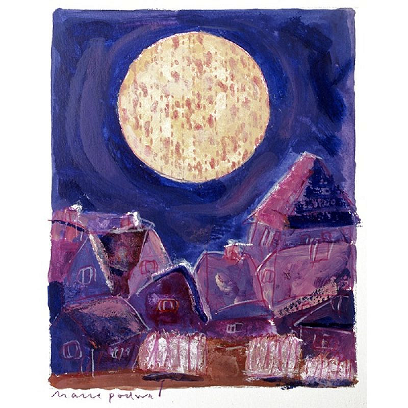 "Matzah Moon," 2004, by Mark Podwal. Cover image for an edition of Elie Wiesel's "A Passover Haggadah." Credit: Courtesy of Mark Podwal.
