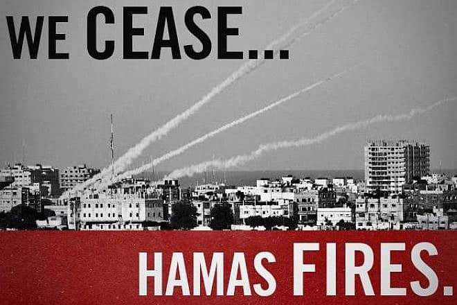 “We Cease ... Hamas Fires.” Credit: Courtesy.