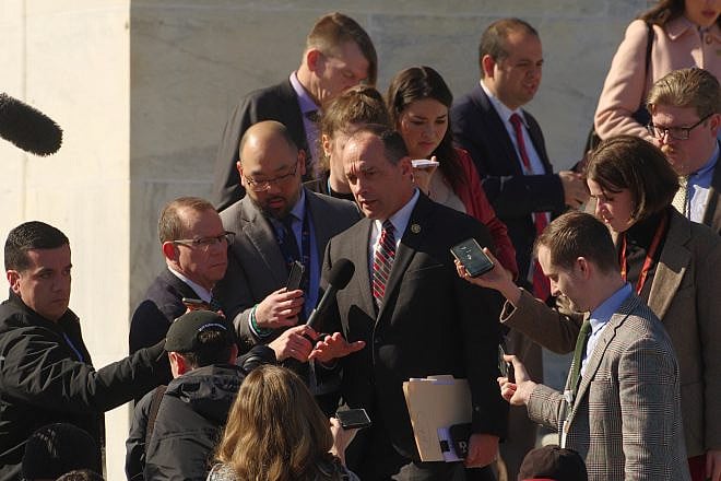 Rep. Bob Good (R-Va.) speaks to reporters outside the Capitol after the House passed a continuing resolution to keep the government funded for a week on Feb. 29, 2024. Credit: Philip Yabut/Shutterstock.