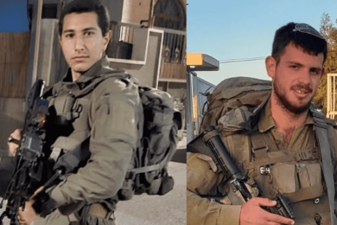 Staff Sgt. Diego Shvisha Harsaj, 20, from Tel Aviv, left, and Staff Sgt. Eliya Hilel, 20, from Tel Zion. Credit: IDF.