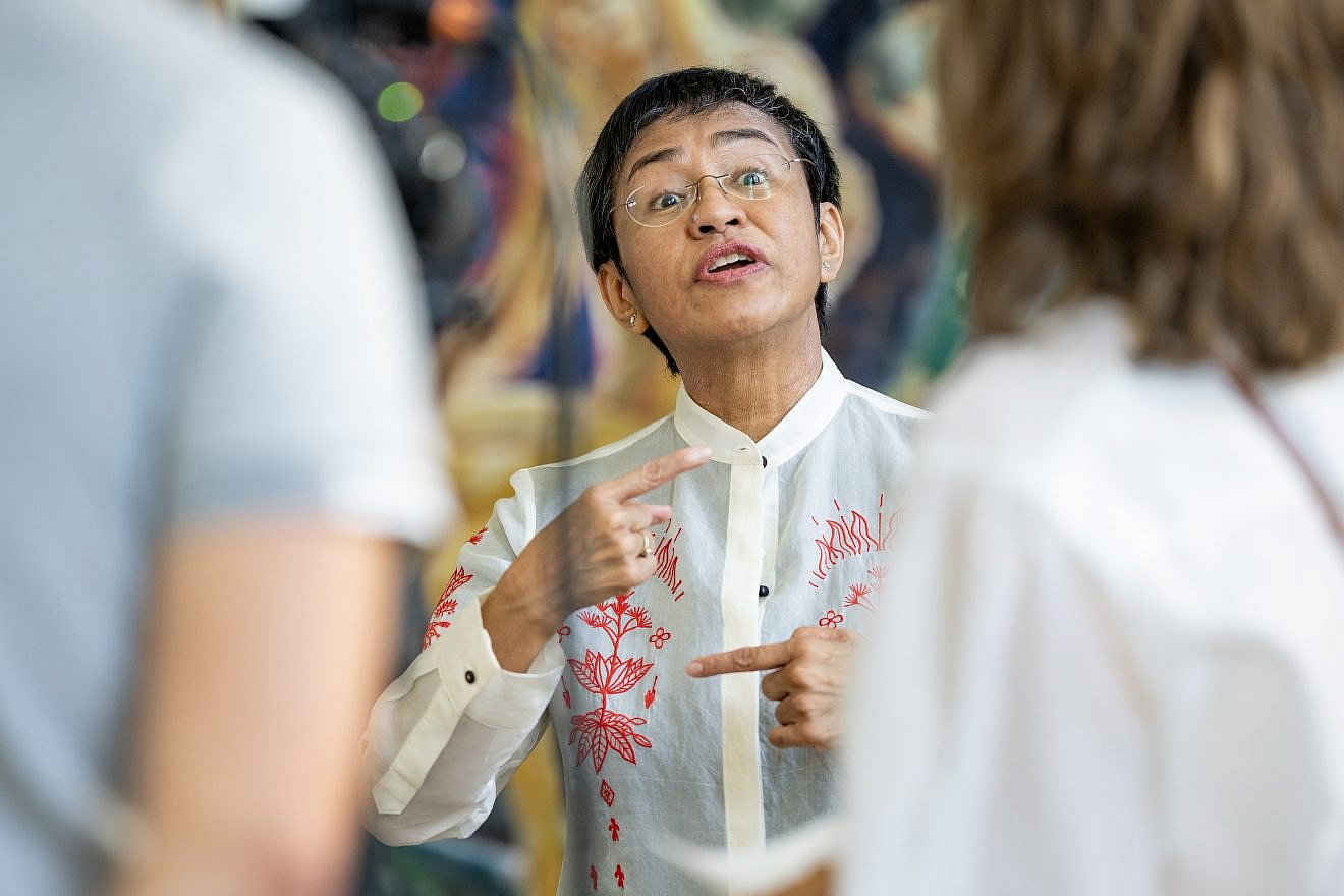 Maria Ressa, vice chair of the IGF Leadership Panel, 2021 Nobel Peace Prize Laureate interviewed by UNTV in Geneva, July 14, 2023. Credit: Jean Marc Ferré/U.N. Photo.