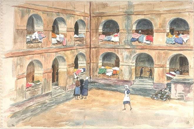 “Courtyard Terezin” by Malva Schaleck. Credit: Courtesy of World ORT.