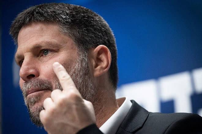 Israeli Finance Minister and Religious Zionism Party head Bezalel Smotrich leads a faction meeting at the Knesset, Feb. 12, 2024. Photo by Yonatan Sindel/Flash90.