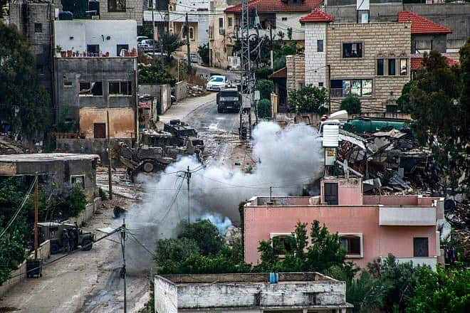 Israeli security forces seen during a raid in in the town of Deir Al-Ghusun, near the city of Tulkarm in the Samaria, May 4, 2024. Photo by Nasser Ishtayeh/Flash90.