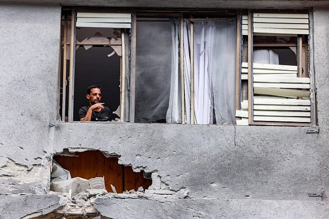 A rocket fired from Lebanon hits the northern Israeli city of Kiryat Shmona, May 5, 2024. Photo by David Cohen/Flash90.