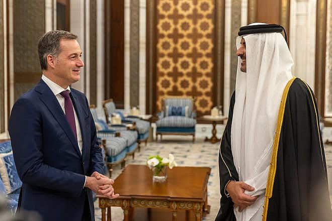 Belgian Prime Minister Alexander De Croo with Qatari Emir Sheikh Tamim Bin Hamad Al Thani in Doha, Qatar, on March 16, 2024. Source: X/@alexanderdecroo.