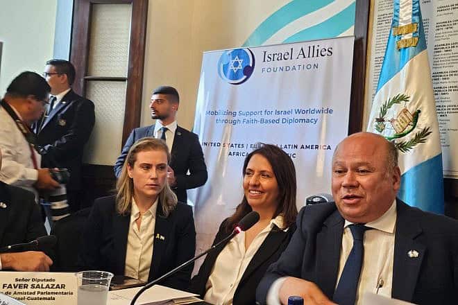 Science and Innovation Minister of Gila Gamliel (center) meets with pro-Israel lawmakers in Guatemala City, on May 16, 2024. Credit: Courtesy.