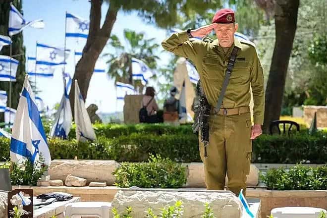 IDF Chief of Staff Lt. Gen. Herzi Halevi at a military cemetery. Credit: IDF Spokesperson's Unit.