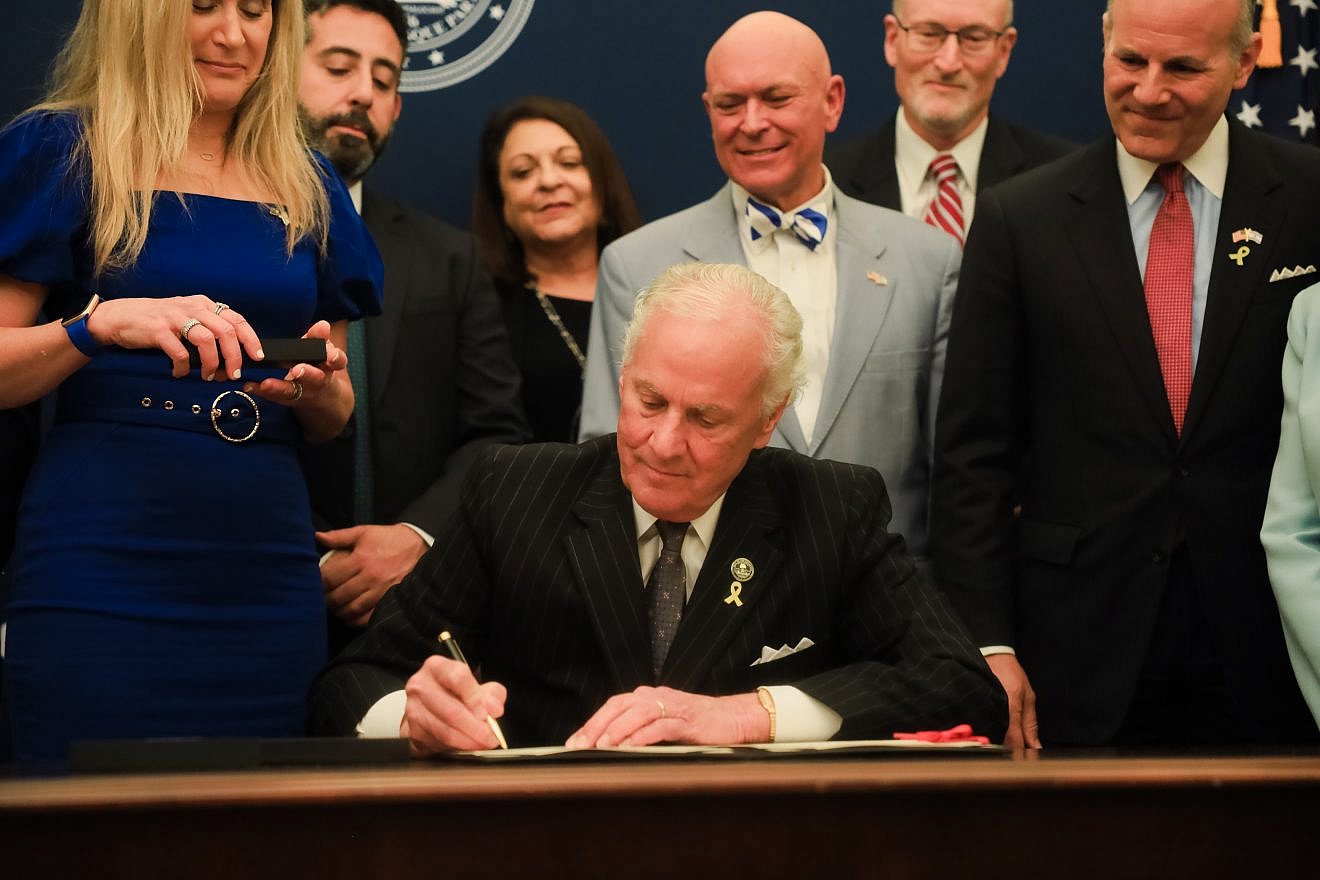 South Carolina Gov. Henry McMaster signs a bill into law codifying the IHRA working definition of antisemitism, May 23, 2024. Credit: South Carolina Governor's Office.