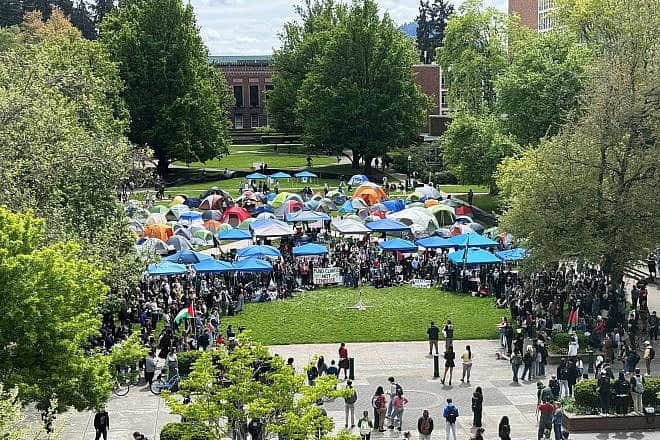 A pro-Palestinian, anti-Israel student tent encampment at the University of Utah in Salt Lake City, May 1, 2024. Credit: Spacemace1 via Wikimedia Commons.