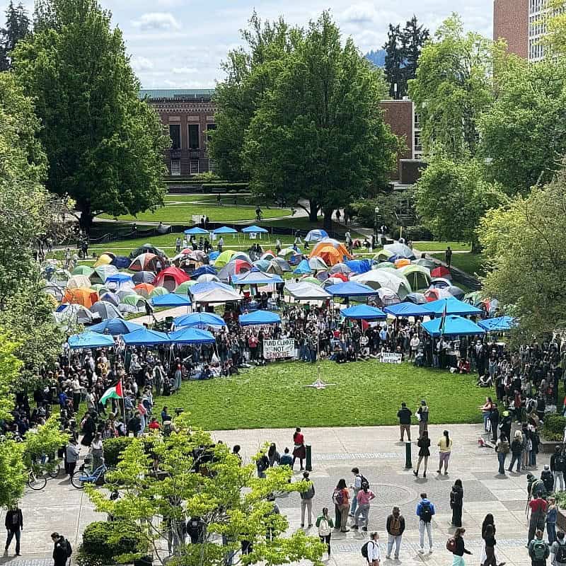 A pro-Palestinian, anti-Israel student tent encampment at the University of Utah in Salt Lake City, May 1, 2024. Credit: Spacemace1 via Wikimedia Commons.