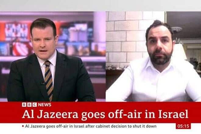 Tadhg Enright interviewing Omar Shakir, May 5, 2024. Screenshot: BBC News.