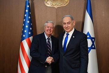 Israeli Prime Minister Benjamin Netanyahu hosts Sen. Lindsey Graham at the Prime Minister's Office in Jerusalem, May 29, 2024. Photo by Chaim Tzach/GPO.