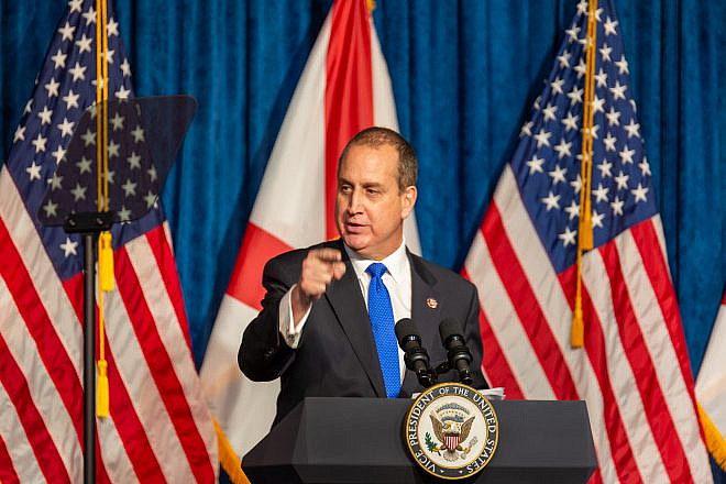 Rep. Mario Díaz-Balart (R-Fla.) speaks at a Latinos for Trump Event with Vice President Mike Pence and second lady Karen Pence on Jan. 16, 2020. Credit: YES Market Media/Shutterstock.