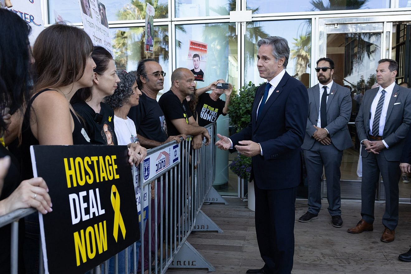 Secretary of State Antony Blinken meets in Tel Aviv with families and supporters of Israelis held hostage by Hamas in Gaza, June 11, 2024. Photo by Chuck Kennedy/U.S. State Department.