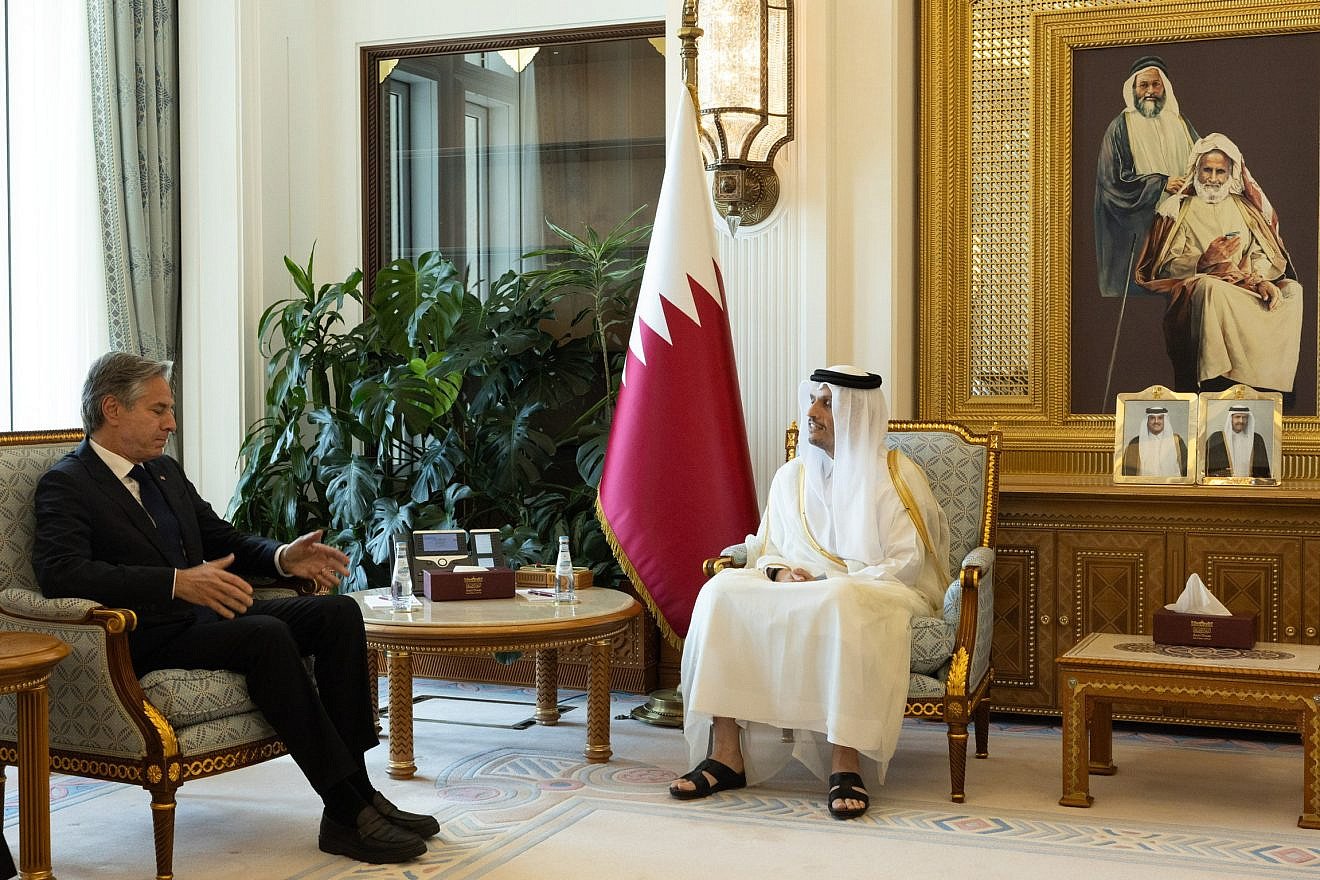 U.S. Secretary of State Antony Blinken meets with Qatari Prime Minister and Minister of Foreign Affairs Mohammed bin Abdulrahman Al Thani in Doha, Qatar, June 12, 2024. Credit: Chuck Kennedy/U.S. State Department.