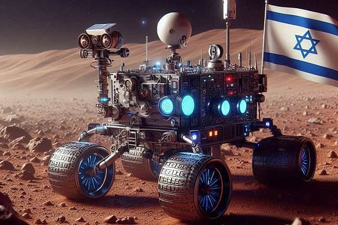 AI impression of an exploration rover on Mars. Created by JNF-USA with Microsoft’s Copilot.
