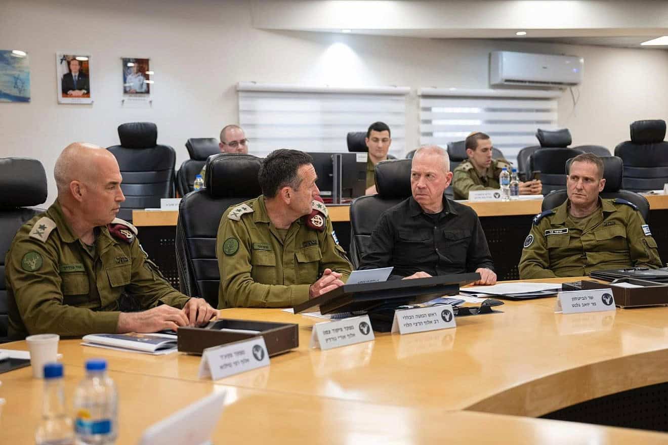 Israeli Defense Minister Yoav Gallant and IDF Chief of Staff Lt. Gen. Herzi Halevi hold a situation assessment at the military's Northern Command, June 19, 2024. Photo by Ariel Hermoni/Israeli Defense Ministry.