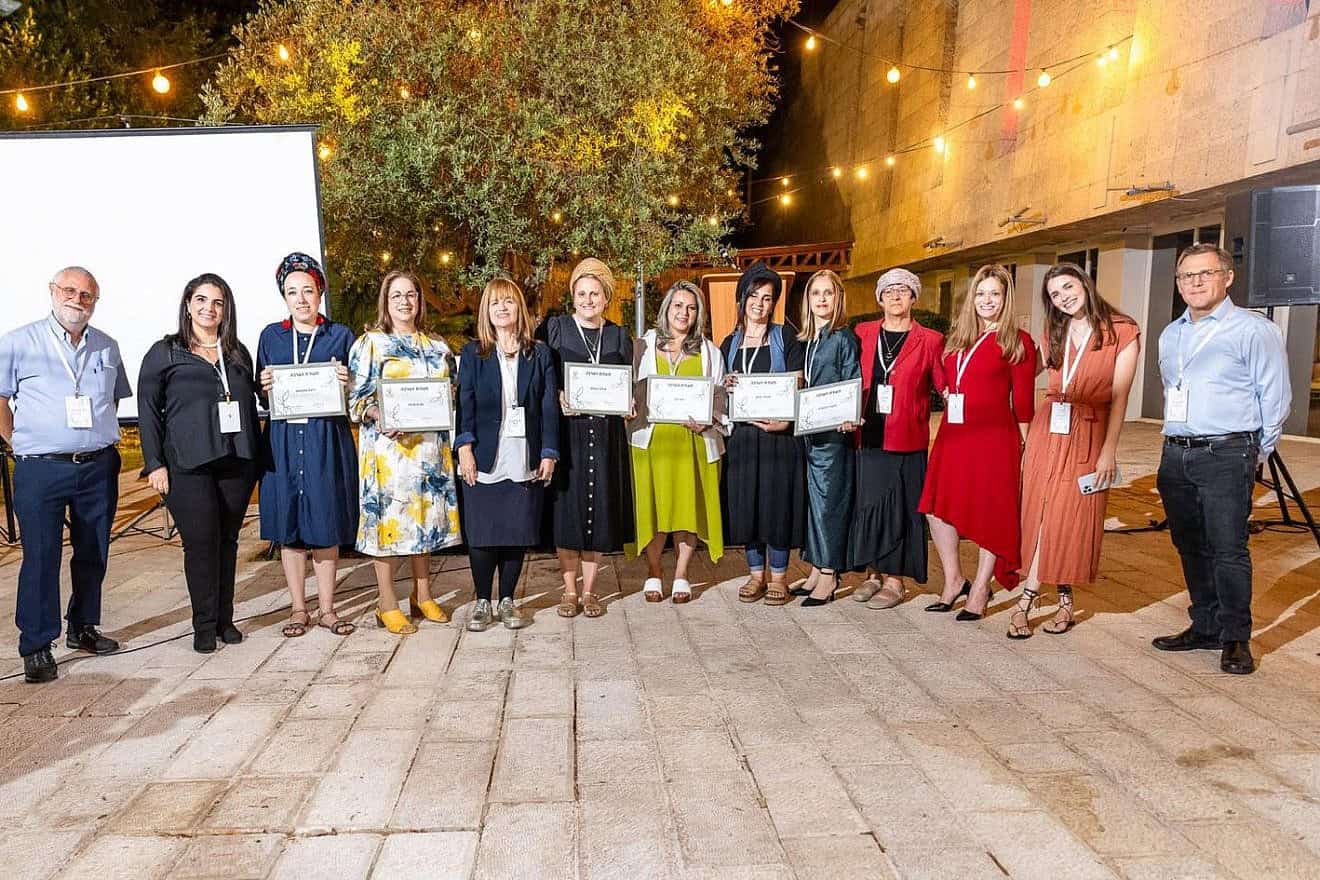 American entrepreneur David Magerman (right) at a ceremony where his Tzemach David Foundation honored outstanding teachers in Israel's state religious educational system, held at the Bible Lands Museum in Jerusalem, June 26, 2024. Photo by Yoseph Cohen.