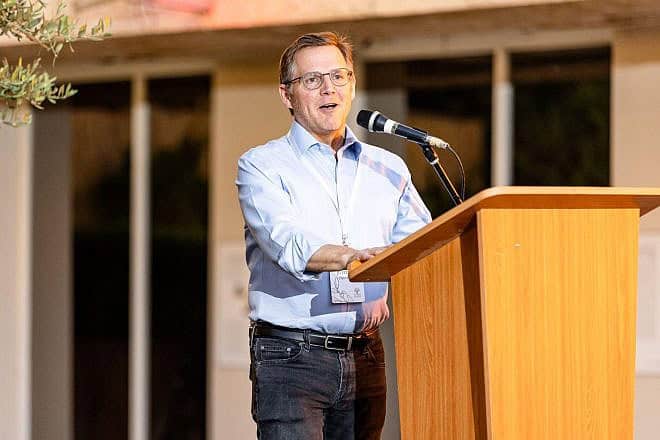 American philanthropist David Magerman speaks at a ceremony honoring Israeli teachers, held at the Bible Lands Museum in Jerusalem, June 26, 2024. Photo by Yoseph Cohen.
