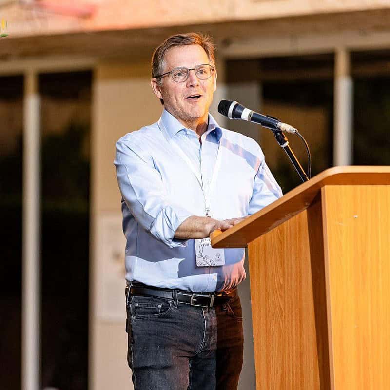 American philanthropist David Magerman speaks at a ceremony honoring Israeli teachers, held at the Bible Lands Museum in Jerusalem, June 26, 2024. Photo by Yoseph Cohen.