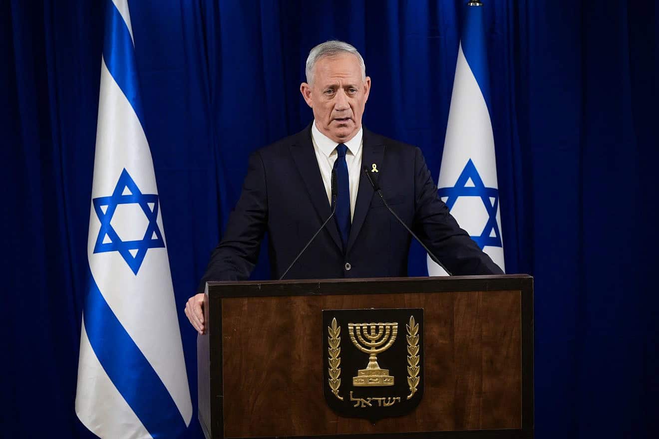 National Unity Party leader Benny Gantz holds a press conference in Ramat Gan, June 9, 2024. Photo by Avshalom Sassoni/Flash90.