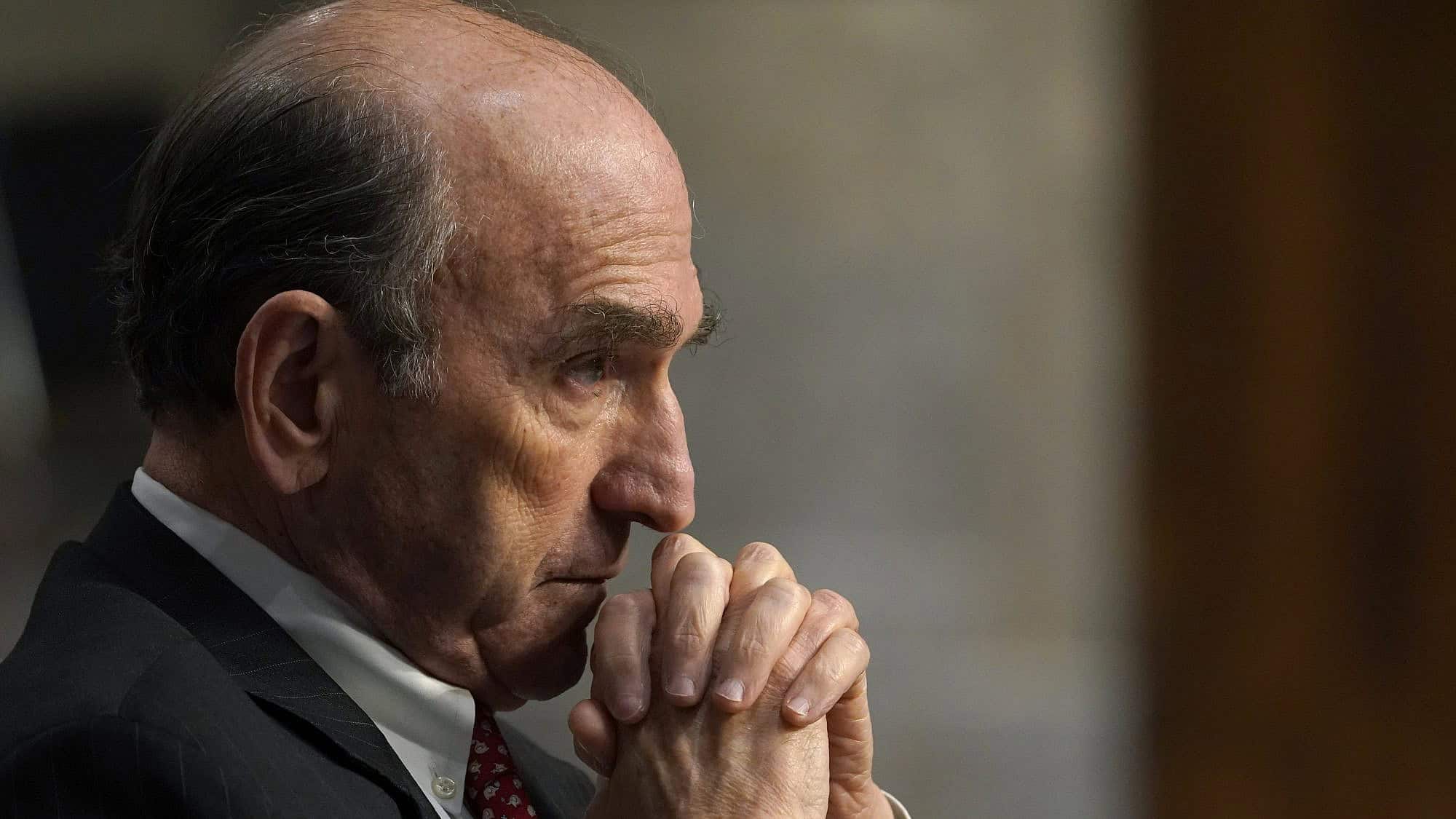 U.S. special envoy for Iran and Venezuela Elliott Abrams testifies during a Senate Committee on Foreign Relations hearing on U.S. Policy in the Middle East on Capitol Hill in Washington, D.C., on, Sept. 24, 2020. Credit: Susan Walsh-Pool/via Getty Images.
