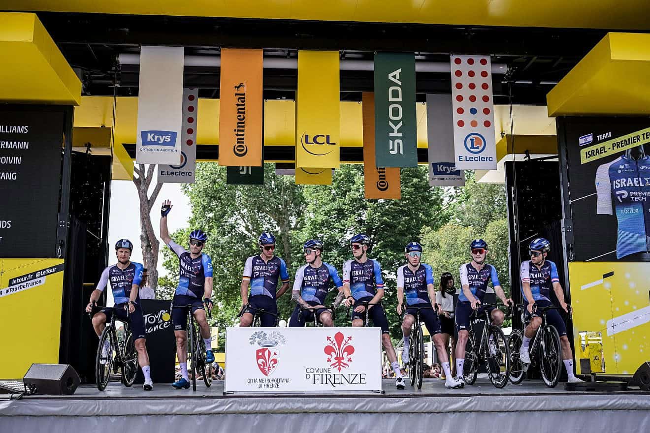 The Israel-Premier Tech riders in Florence, ahead of the start of the 2024 Tour de France cycling race, June 29, 2024. Credit: Israel-Premier Tech.