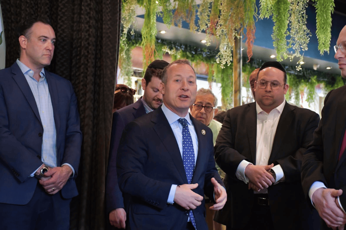 Rep. Josh Gottheimer (D-N.J.) accepts the 2024 Morris Katz Award. Credit: Rep. Josh Gottheimer's Office.