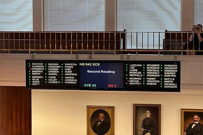 The North Carolina state Senate votes to adopt the IHRA working definition and contemporary examples of Jew-hatred 45 to 2 on June 26, 2024. Credit: Israeli-American Coalition for Action.