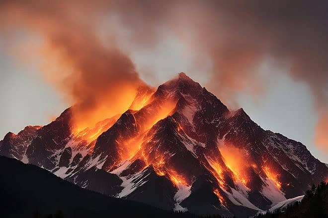Illustrative image of a fiery mountain. Source: DeepAI.