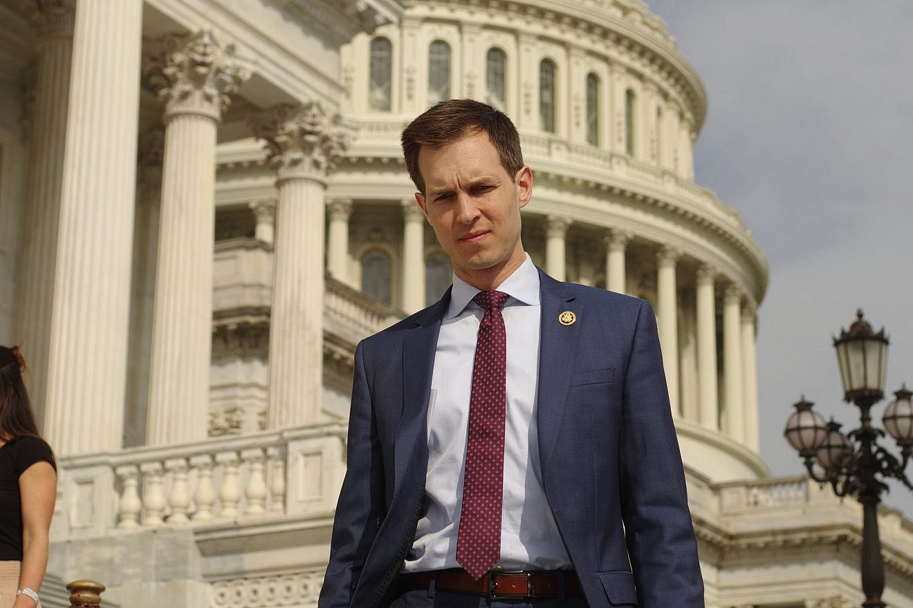 Rep. Jake Auchincloss (D-Mass.) walks out of the U.S. Capitol Building on March 13, 2024. Credit: Philip Yabut/Shutterstock.
