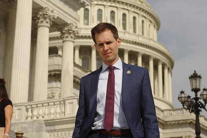 Rep. Jake Auchincloss (D-Mass.) walks out of the U.S. Capitol Building on March 13, 2024. Credit: Philip Yabut/Shutterstock.