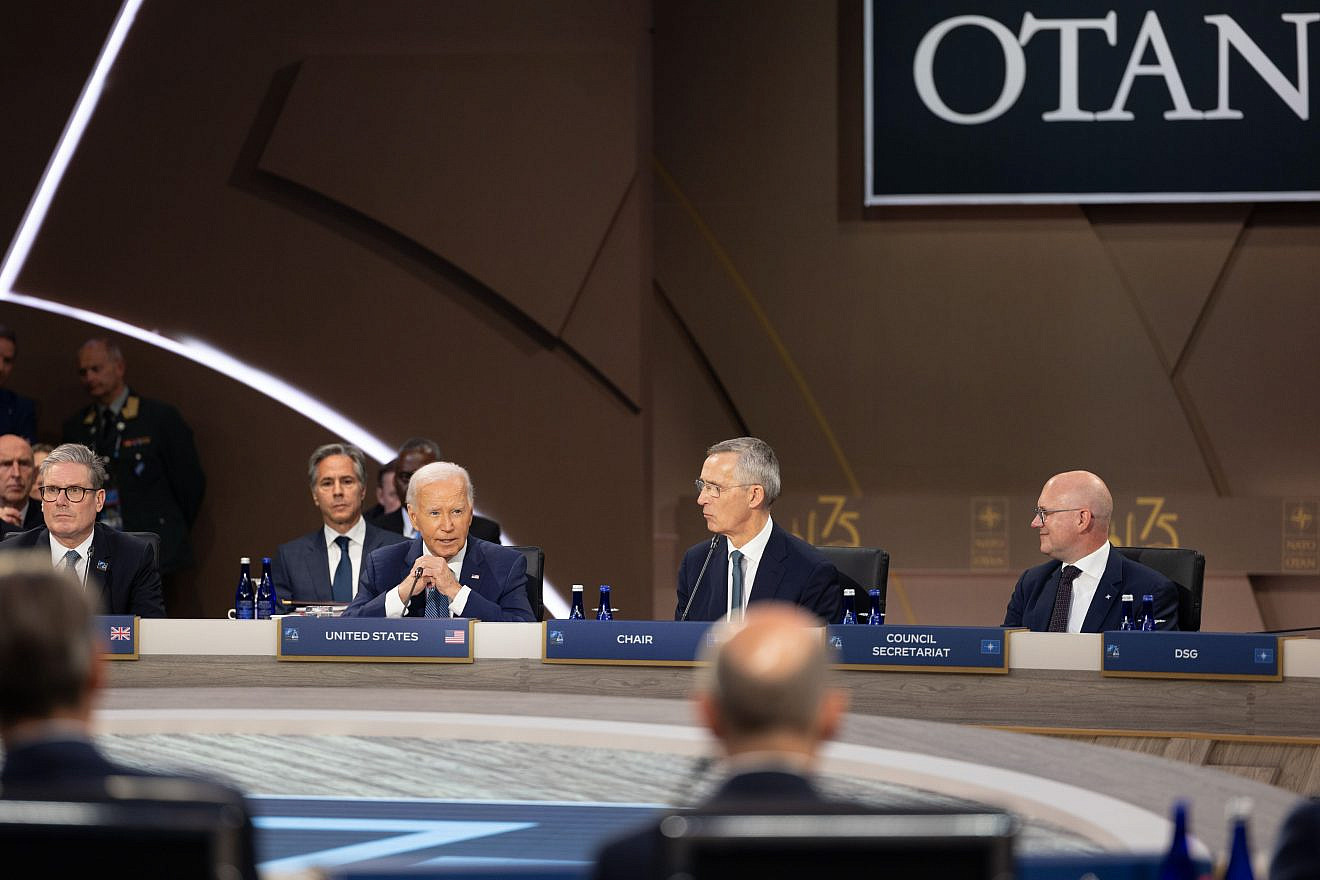 U.S. President Joe Biden speaks during the opening session of the NATO Summit at the Walter E. Washington Convention Center in Washington, D.C., on July 10, 2024. Credit: Chuck Kennedy/U.S. State Department.