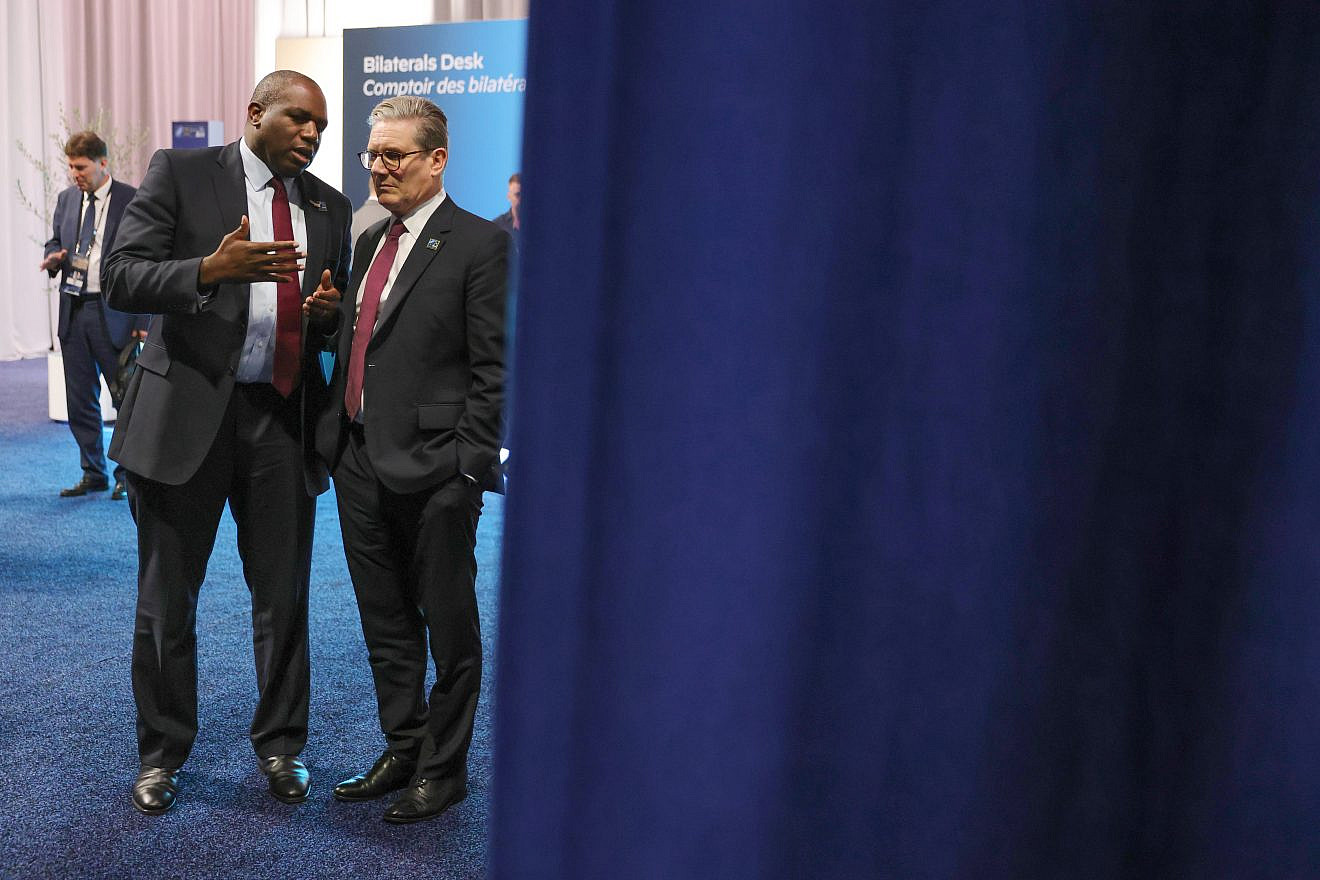 British Prime Minister Keir Starmer (right) and U.K. Foreign Secretary David Lammy attend the NATO Summit in Washington, D.C., on July 11, 2024. Credit: Simon Dawson/No. 10 Downing Street.