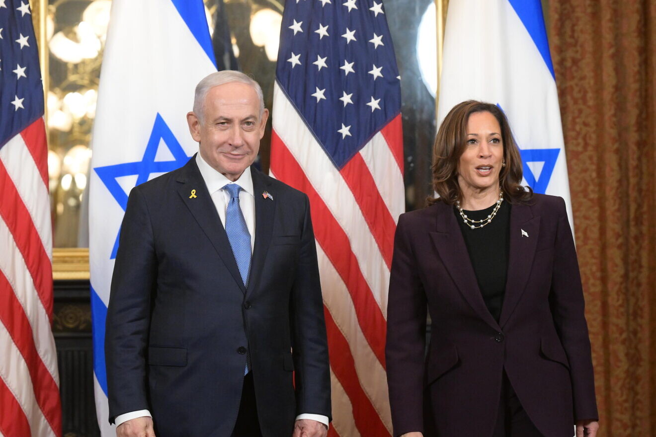 Israeli Prime Minister Benjamin Netanyahu and U.S. Vice President Kamala Harris meet at the White House on July 25, 2024. Credit: Amos Ben Gershom/GPO.