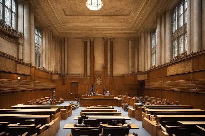 An illustrative image of the International Court of Justice chamber. Source: DeepAI.