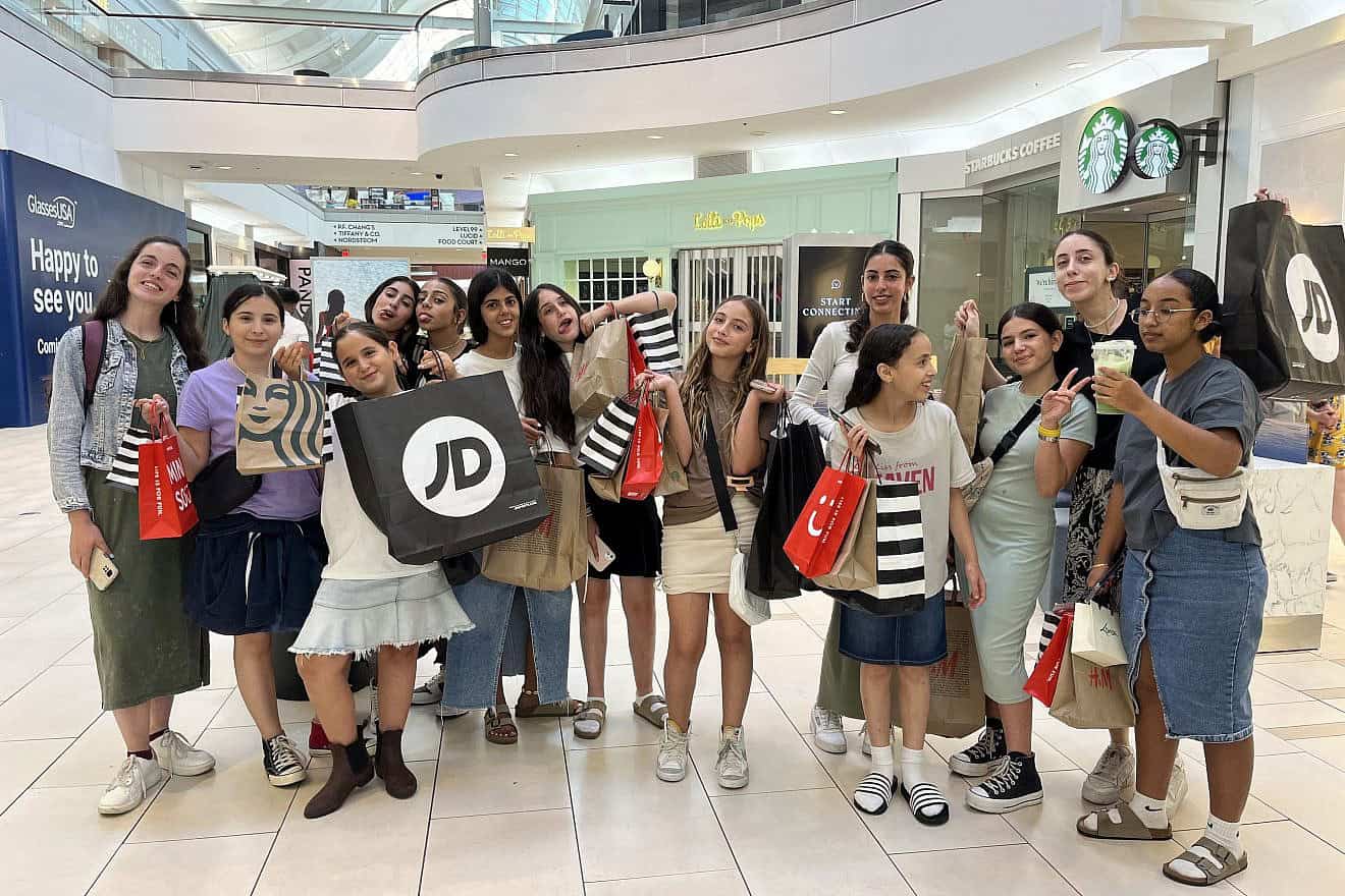 Ten teenage girls from Sderot, Israel, are spending time at Camp Gan Israel Shaloh House in Brighton, Mass., from July 4 to July 21, 2024. Credit: Camp Gan Israel Shaloh House.